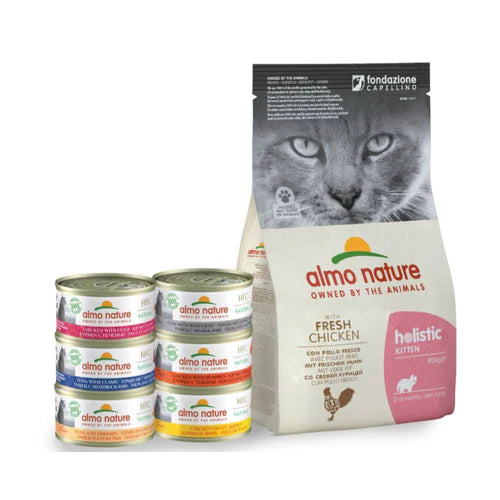 Almo Nature Trial Pack Kitten w/ Fresh Chicken (400g) x1 + Assorted HFC NATURAL Cat Wet (70g) x6