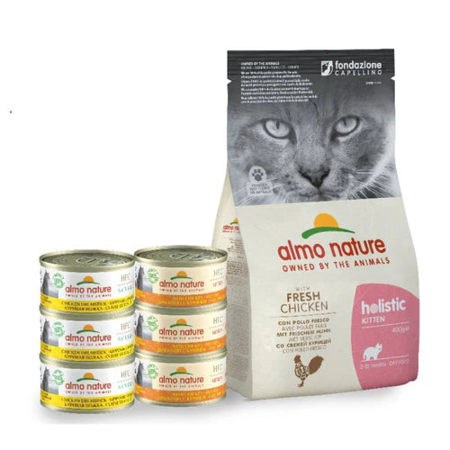 Almo Nature Trial Pack Kitten w/ Fresh Chicken (400g) x1 + HFC NATURAL Cat Wet Kitten w/ Chicken (70g) x3 + HFC NATURAL Cat Wet w/ Chicken Drumsticks (70g) x3