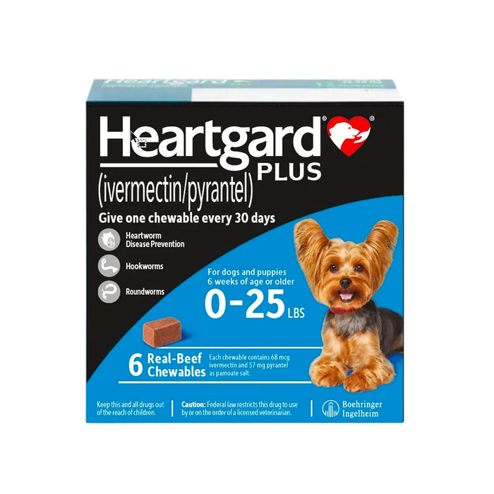 Heartgard Plus Chewables Heartworm, Roundworm, and Hookworm Prevention for Dogs