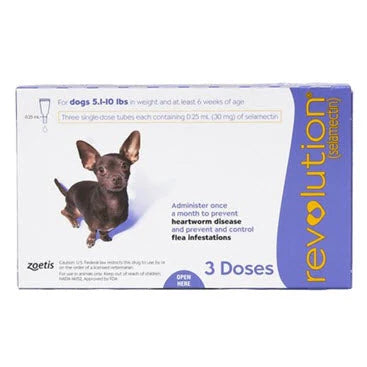Revolution Heartworm Fleas Ticks Prevention for Dogs 5.1 to 10lbs (Purple) (3 Doses)