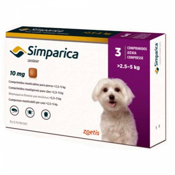 Simparica Chewable Tablets For Dogs 2.5-5 kg (10mg) (3 Doses)