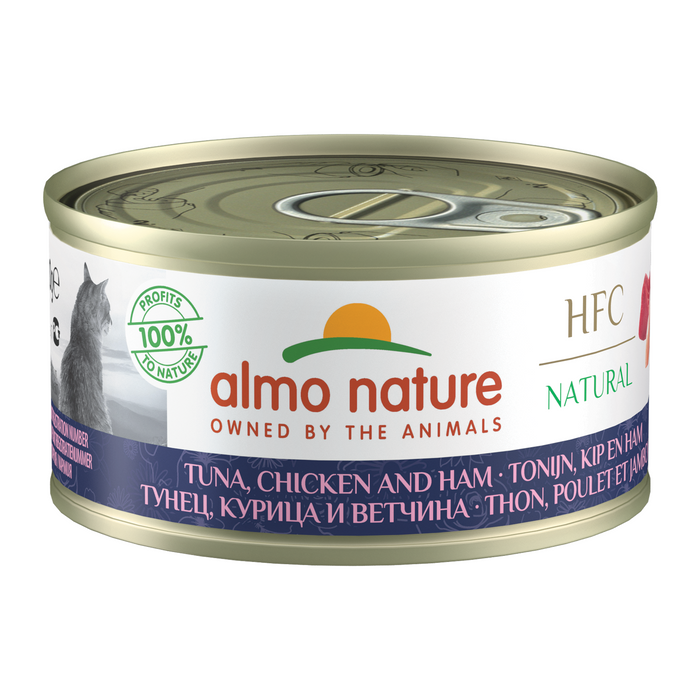 Almo Nature HFC NATURAL Cat Canned Food 70g Tuna, Chicken & Ham
