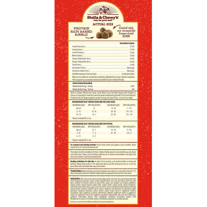 Stella & Chewy's Raw Coated Kibble For Dogs , Wholesome Grains Beef Small Breed Recipe  [Weight : 10lb]