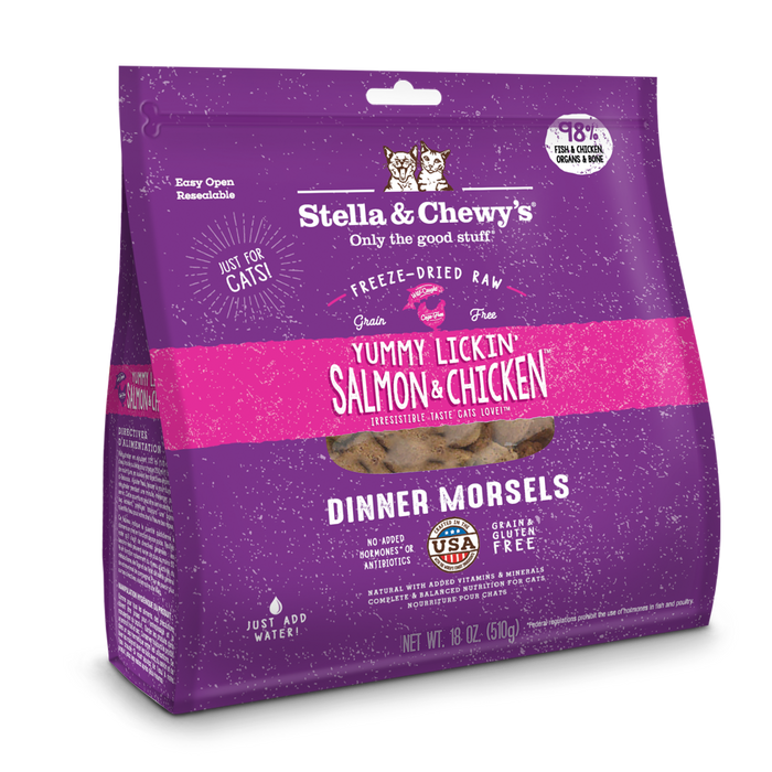 Stella & Chewy's Freeze-Dried Cat Dinner Morsels - Yummy  Lickin’  Salmon  &  Chicken [Weight : 18oz]