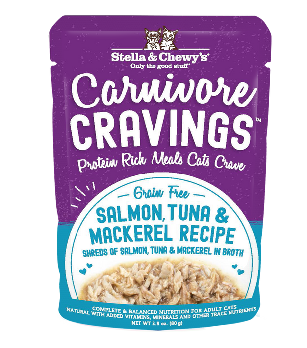 Stella & Chewy's Carnivore Cravings Salmon Tuna And Mackerel Recipe Cat Food Pouch [Wt : 2.8 oz]