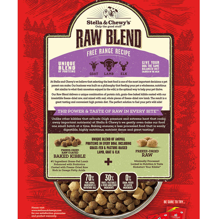 Stella & Chewy's Raw Blend Baked Kibble For Dogs - Free Range (Goat, Lamb & Elk) [Weight : 22lb]