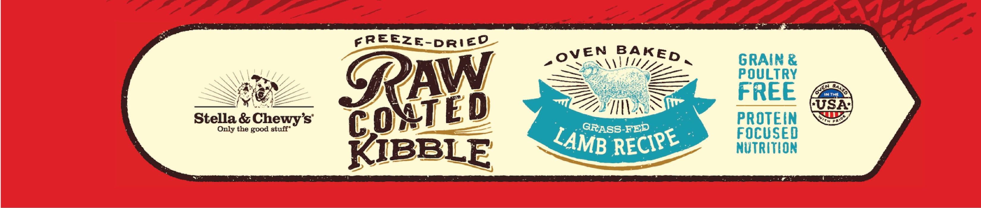 Stella & Chewy's Raw Coated Kibble For Dogs, Lamb [Weight : 22lb]
