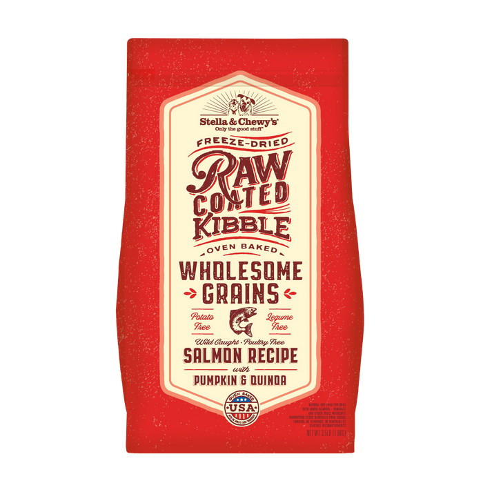 Stella & Chewy's Raw Coated Kibble For Dogs , Wholesome Grains Salmon with Pumpkin & Quinoa [Weight : 22lb]