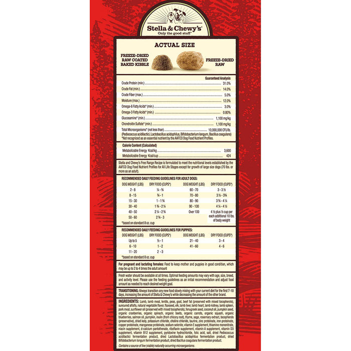 Stella & Chewy's Raw Blend Baked Kibble For Dogs - Free Range (Goat, Lamb & Elk) [Weight : 22lb]