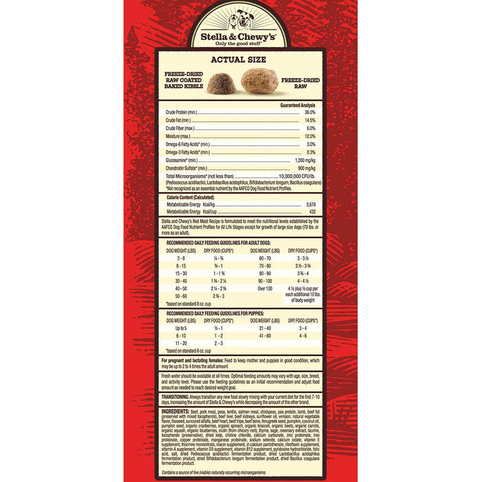 Stella & Chewy's Raw Blend Baked Kibble For Dogs - Red Meat (Lamb, Beef & Venison) [Weight : 22lb]