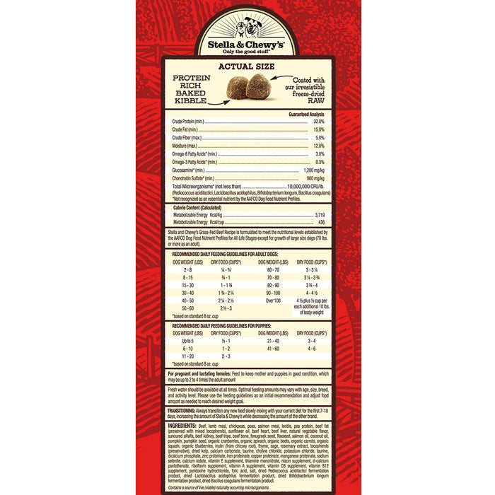 Stella & Chewy's Raw Coated Kibble For Dogs, Beef [Weight : 22lb]