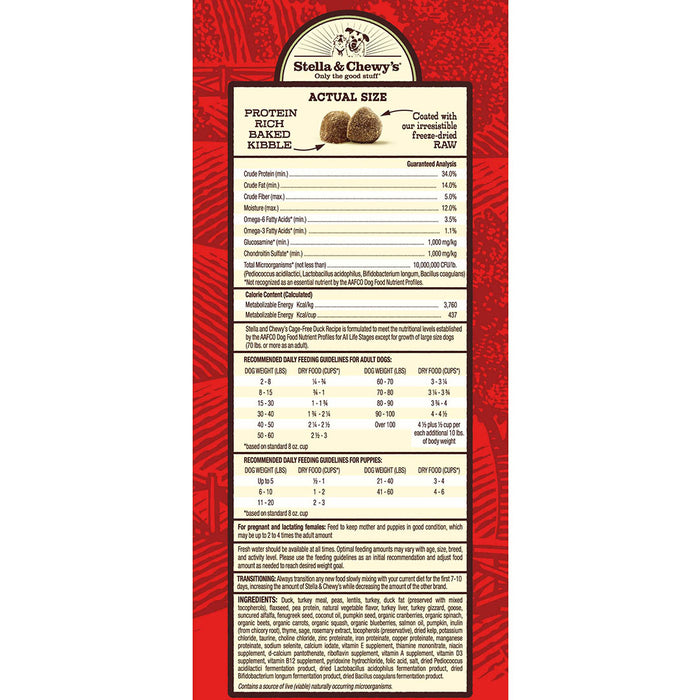 Stella & Chewy's Raw Coated Kibble For Dogs, Duck [Weight : 22lb]