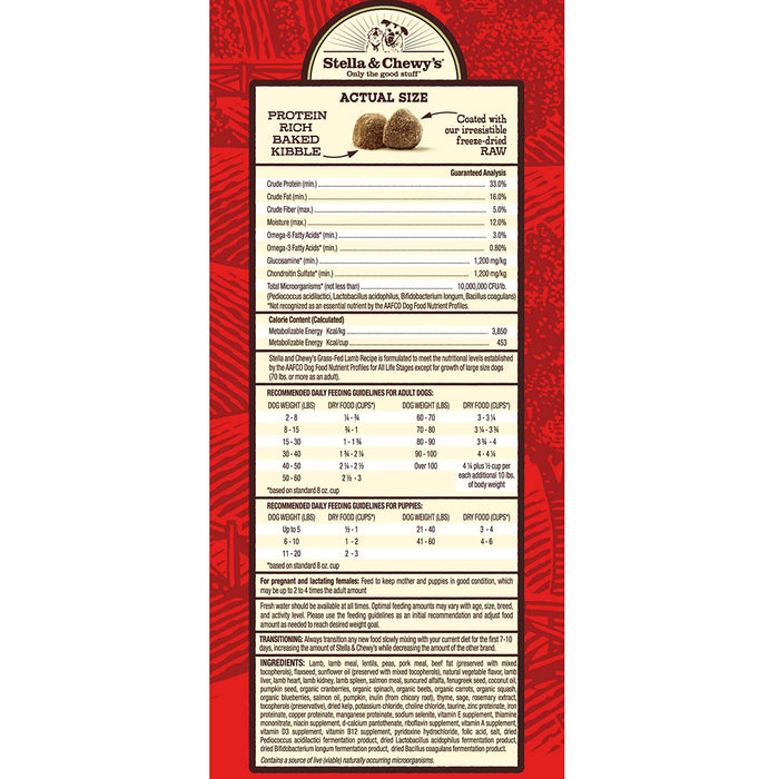 Stella & Chewy's Raw Coated Kibble For Dogs, Lamb [Weight : 22lb]