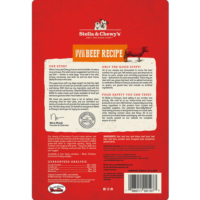 Stella & Chewy's Carnivore Crunch Dog Treats - Beef [Weight : 3.25oz]