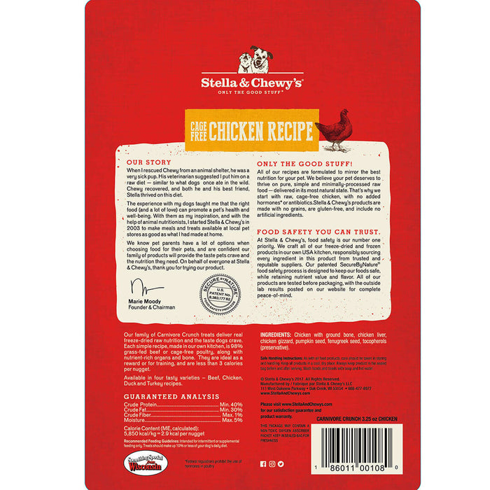 Stella & Chewy's Carnivore Crunch Dog Treats, Chicken [Weight : 3.25oz]