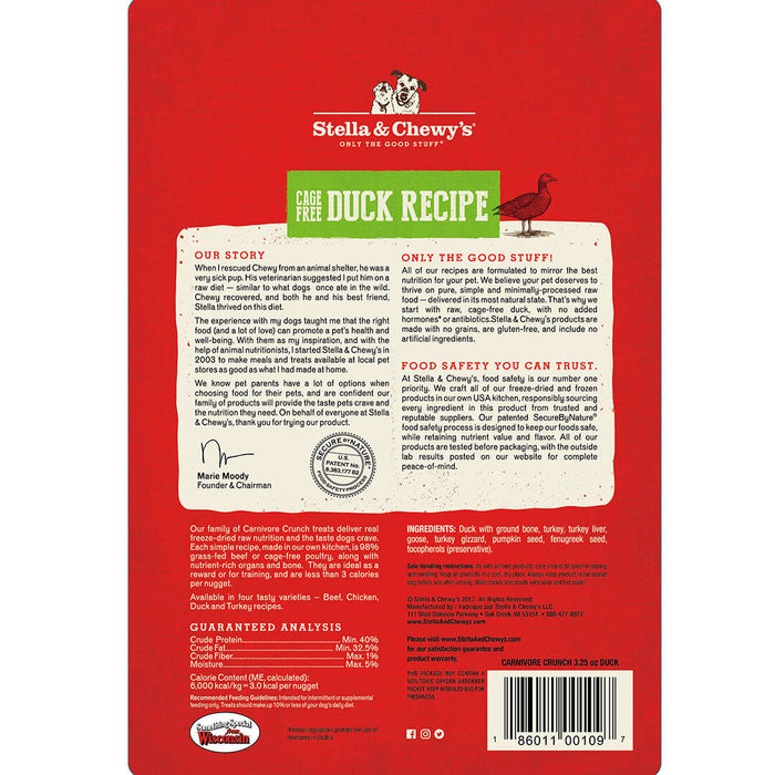 Stella & Chewy's Carnivore Crunch Dog Treats, Duck [Weight : 3.25oz]