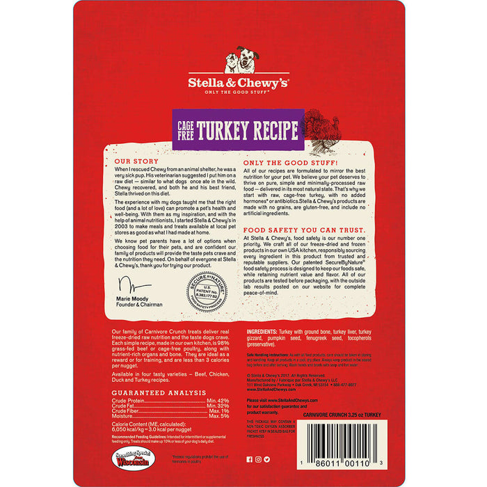 Stella & Chewy's Carnivore Crunch Dog Treats, Turkey [Weight : 3.25oz]