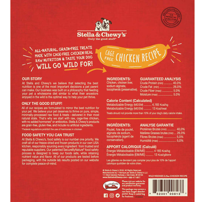 Stella & Chewy's Wild Weenies Dog Treats, Chicken [Weight : 3.25oz]
