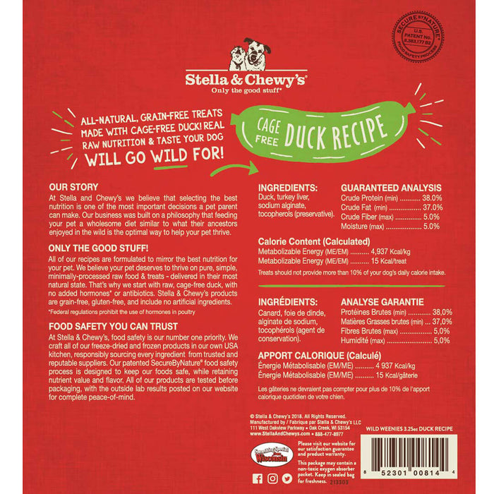 Stella & Chewy's Wild Weenies Dog Treats, Duck [Weight : 3.25oz]