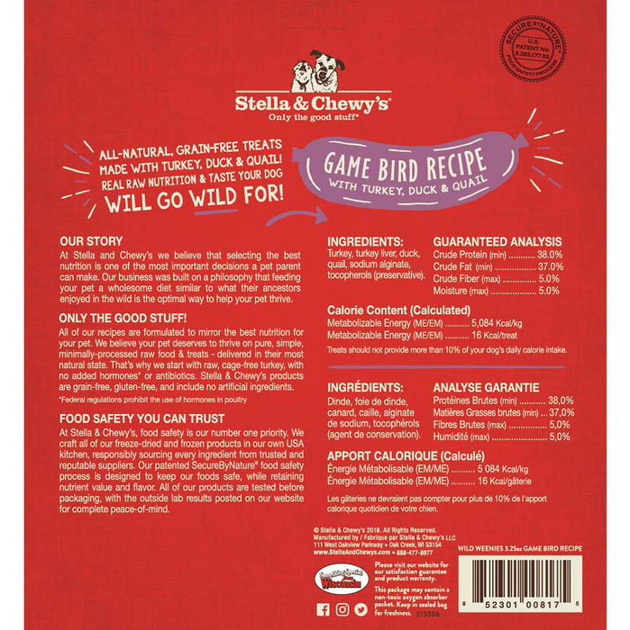 Stella & Chewy's Wild Weenies Dog Treats, Game Bird [Weight : 3.25oz]