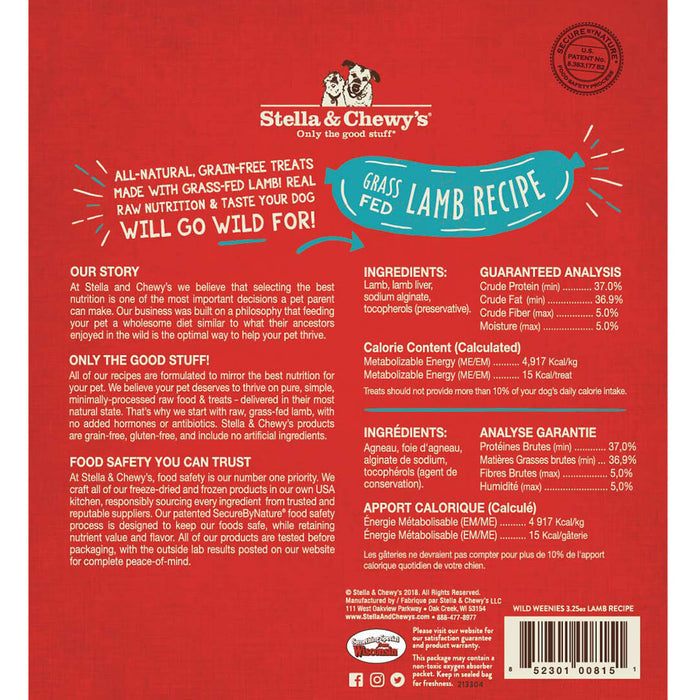 Stella & Chewy's Wild Weenies Dog Treats, Lamb [Weight : 3.25oz]