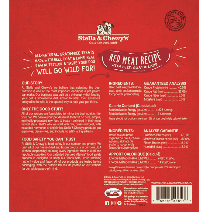Stella & Chewy's Wild Weenies Dog Treats, Red Meat [Weight : 3.25oz]
