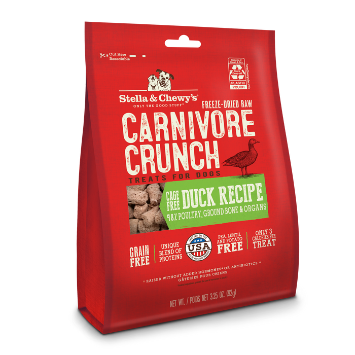 Stella & Chewy's Carnivore Crunch Dog Treats, Duck [Weight : 3.25oz]