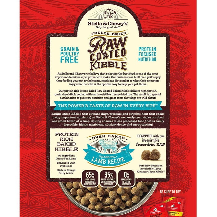 Stella & Chewy's Raw Coated Kibble For Dogs, Lamb [Weight : 3.5lb]