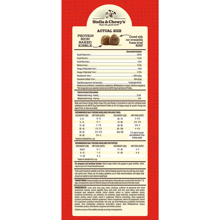 Stella & Chewy's Raw Coated Kibble For Dogs, Lamb [Weight : 3.5lb]