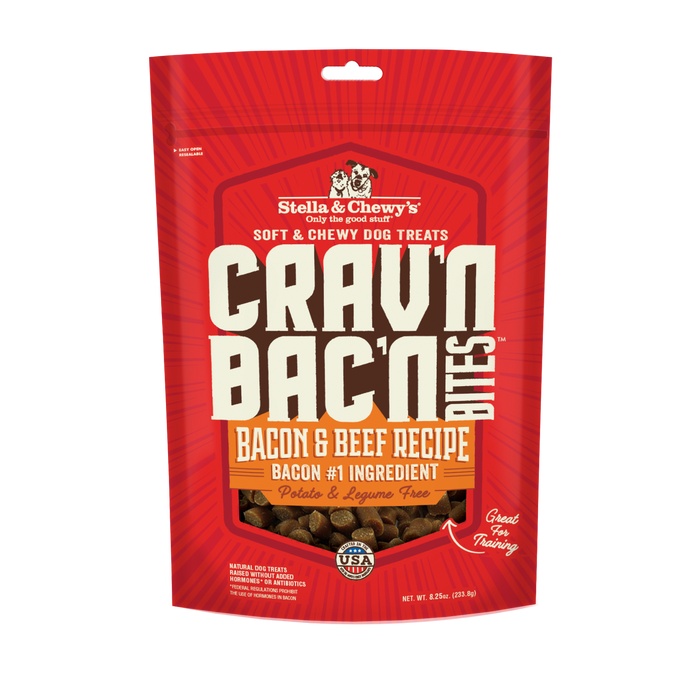 Stella & Chewy's CRAV'N BAC'N Bites Dog Treats - Bacon & Beef [Weight : 8.25 oz]