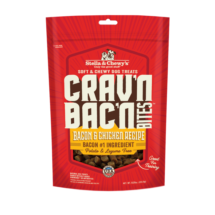 Stella & Chewy's CRAV'N BAC'N Bites Dog Treats - Bacon & Chicken [Weight : 8.25 oz]