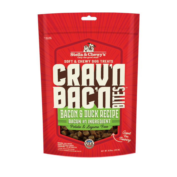 Stella & Chewy's CRAV'N BAC'N Bites Dog Treats - Bacon & Duck [Weight : 8.25 oz]