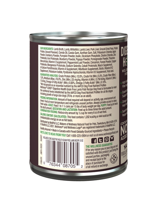 Wellness CORE Digestive Health Pate Lamb Wet Dog Food [Weight : 13 oz]