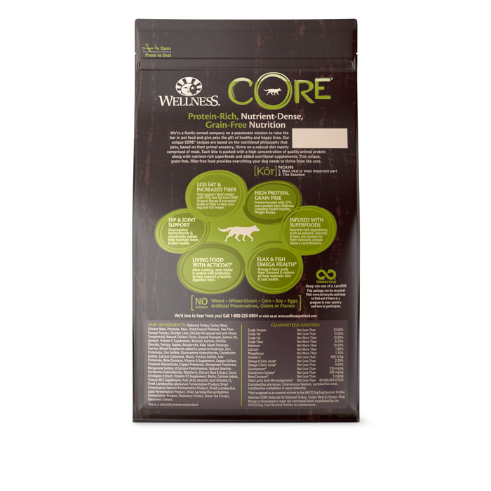 Wellness CORE Reduced Fat Dry Dog Food [Weight: 4 lb]