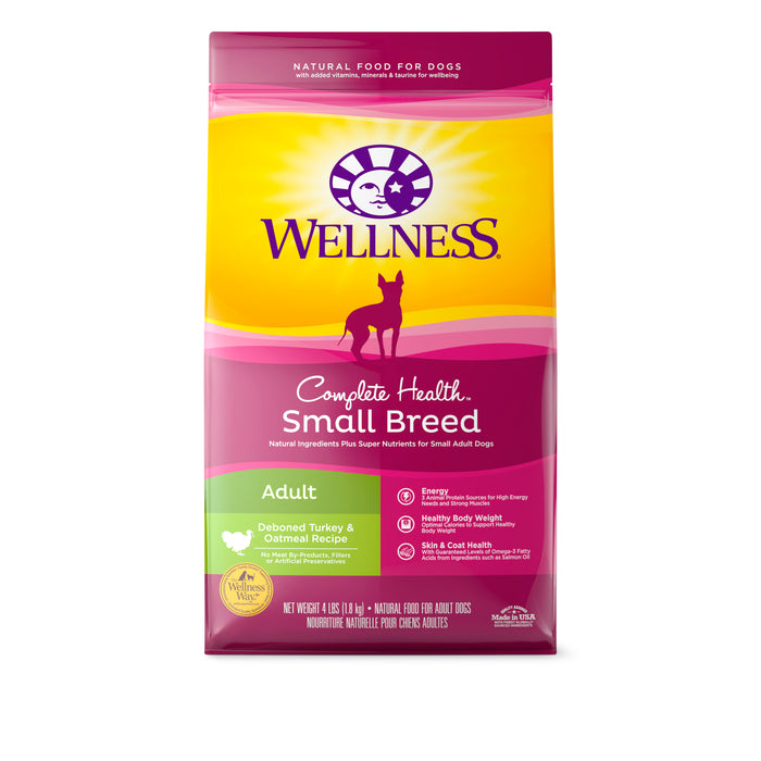 Wellness Complete Health Small Breed Turkey & Oatmeal Dry Dog Food [Weight: 4 lb]