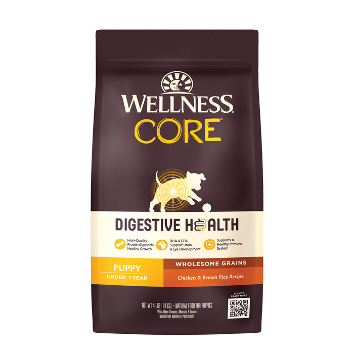 Wellness CORE Digestive Health Puppy Chicken & Brown Rice Recipe Dry Dog Food [Weight: 4 lb]