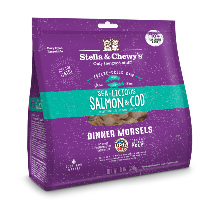 Stella & Chewy's Freeze-Dried Cat Dinner Morsels - Sea-licious  Salmon  &  Cod [Weight : 8oz]