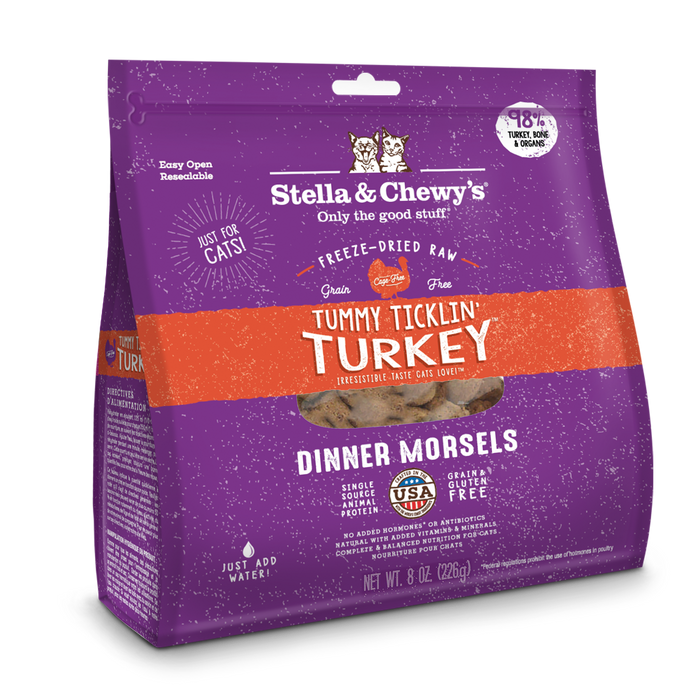 Stella & Chewy's Freeze-Dried Cat Dinner Morsels - Tummy Tucklin Turkey [Weight : 8oz]