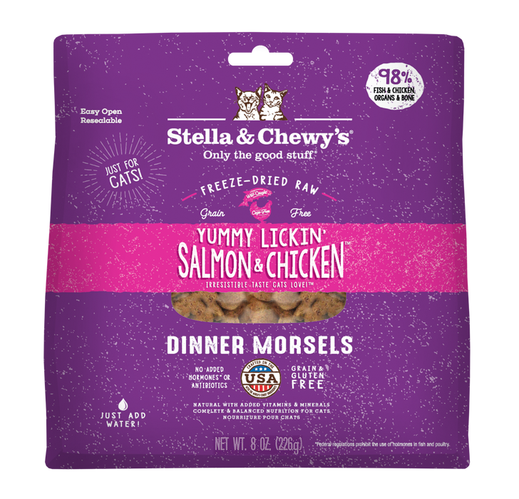 Stella & Chewy's Freeze-Dried Cat Dinner Morsels- Yummy  Lickin’  Salmon  &  Chicken [Weight : 8oz]