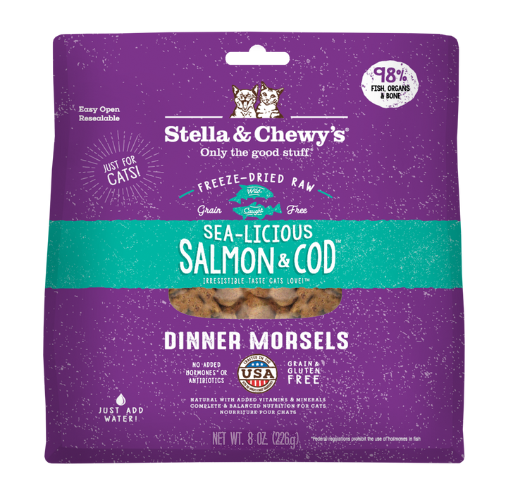 Stella & Chewy's Freeze-Dried Cat Dinner Morsels - Sea-licious  Salmon  &  Cod [Weight : 8oz]