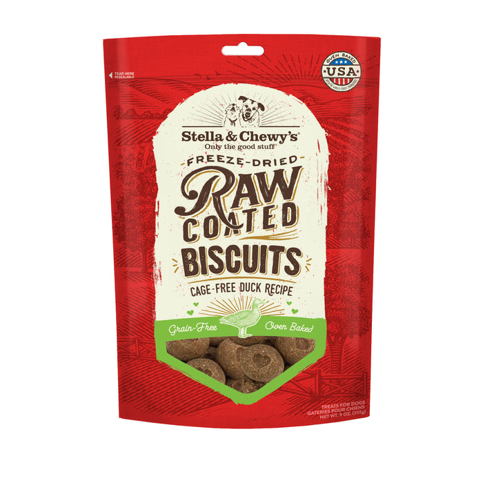 Stella & Chewy's Raw Coated Biscuits Dog Treats, Duck [Weight : 9oz]