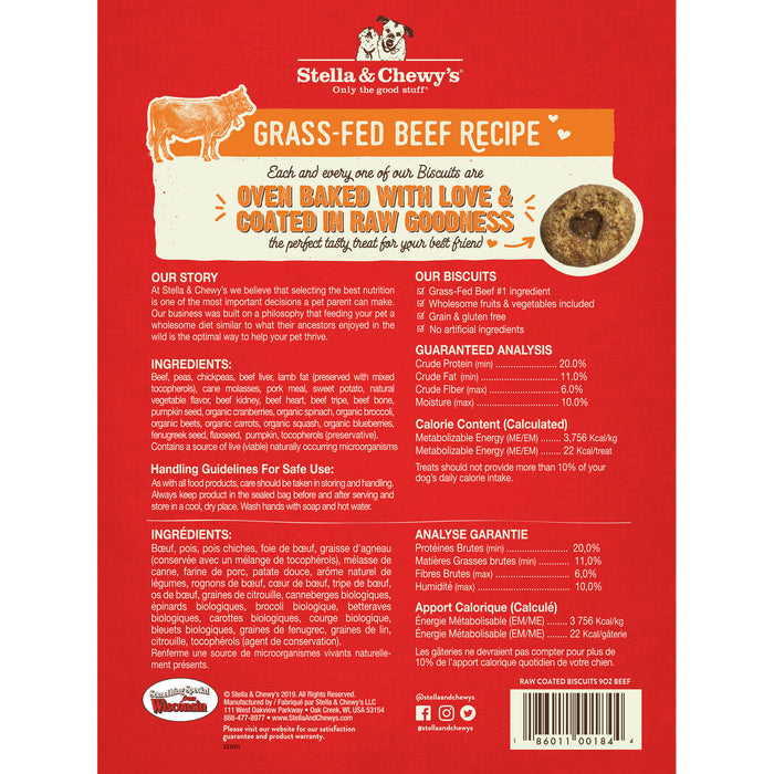 Stella & Chewy's Raw Coated Biscuits Dog Treats, Beef [Weight : 9 oz]