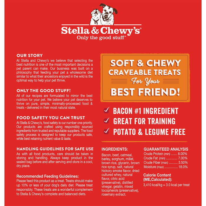 Stella & Chewy's CRAV'N BAC'N Bites Dog Treats - Bacon & Beef [Weight : 8.25 oz]
