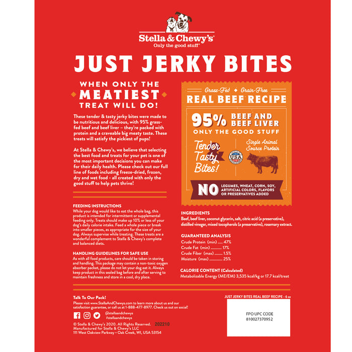 Stella & Chewy's Just Jerky Bites Dog Treats, Beef [Wt : 6 oz]