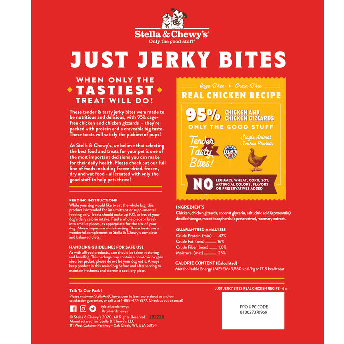 Stella & Chewy's Just Jerky Bites Dog Treats, Chicken [Wt : 6 oz]