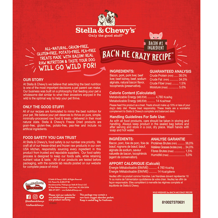 Stella & Chewy's Wild Weenies Dog Treats - Bac'n Me Crazy [Weight : 3 oz]