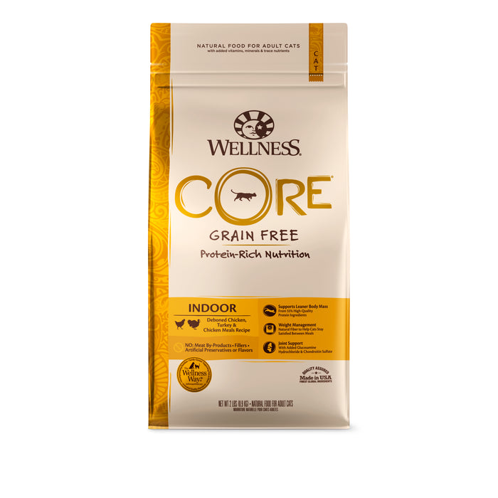 Wellness CORE Indoor Deboned Chicken, Turkey & Chicken Meals Dry Cat Food [Weight: 2 lb]