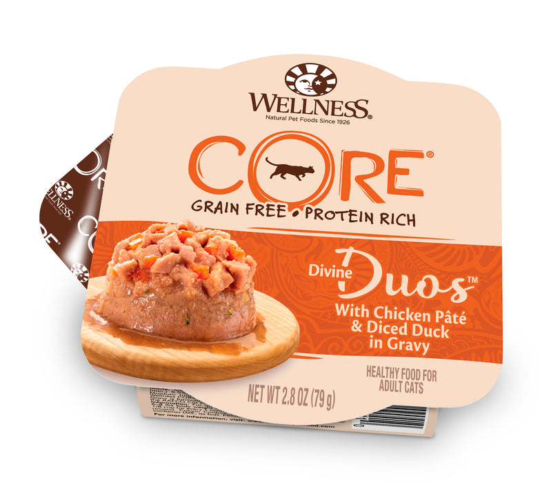 Wellness CORE Divine Duos Chicken Pate & Diced Duck Wet Cat Food [Weight : 2.8 oz]