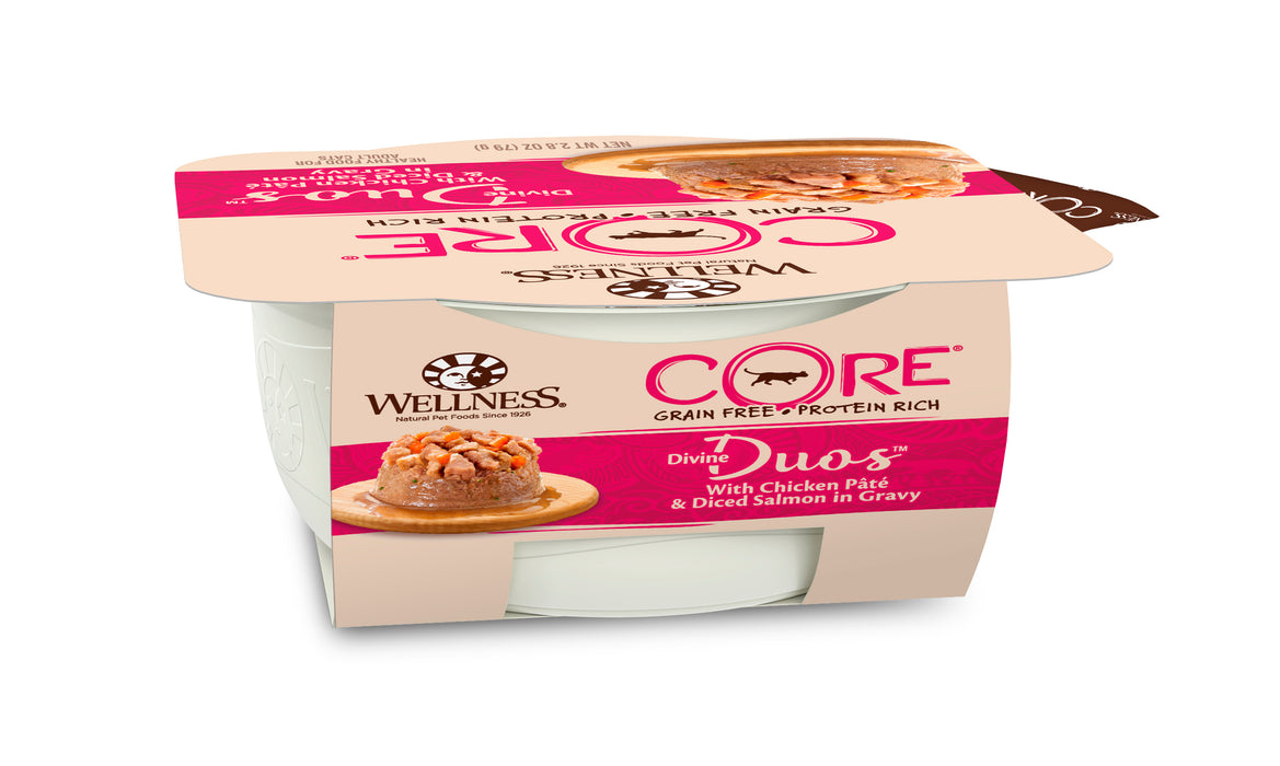 Wellness CORE Divine Duos Chicken Pate & Diced Salmon Wet Cat Food  [Weight : 2.8 oz]