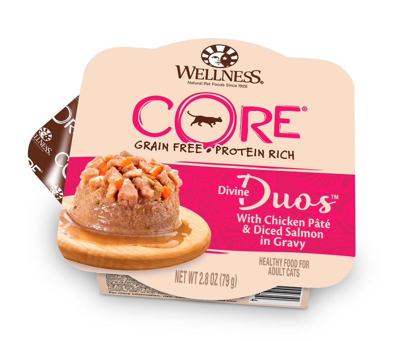 Wellness CORE Divine Duos Chicken Pate & Diced Salmon Wet Cat Food  [Weight : 2.8 oz]
